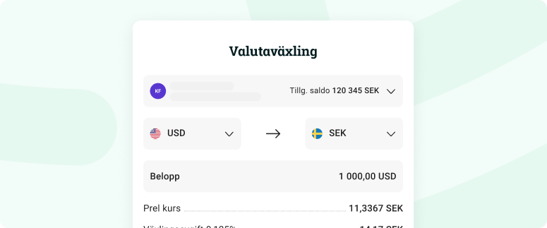 Bild som visar hur funktionen "valutakonto på kapitalförsäkring" ser ut i appen.